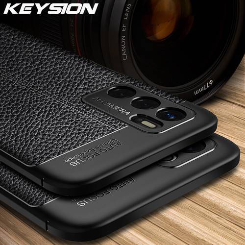 KEYSION Shockproof Case For OPPO A16 Reno6 Z 5G A93S Leather Texture Soft Silicone Phone Back Cover for Realme Q3 Pro 5G Q3i