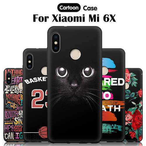 JURCHEN Phone Case For Xiaomi Mi 6X Case Mi6X Cute Cartoon Print Soft TPU Silicone Back Cover For Xiaomi Mi A2 MiA2 Case Cover