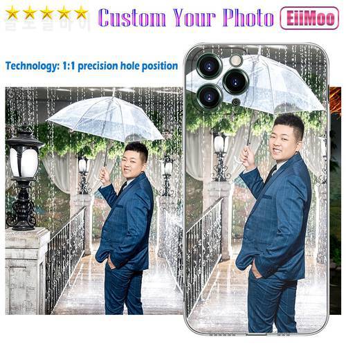 EiiMoo Silicone Transparent Clear Case For iPhone 11 12 13 14 Pro Max Mini X XR XS Max 8 6 6S 7 Plus SE 2020 Custom Photo Cover