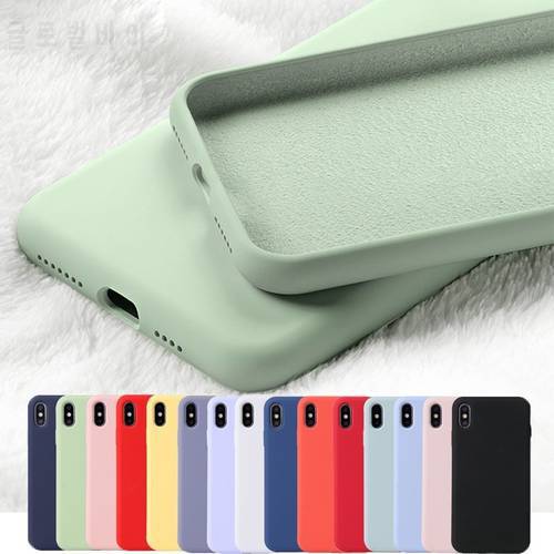 Liquid Silicone Soft Rubber Phone Case For iPhone 12 11 XS Max XR X 8 7 8Plus 7Plus 6 S Plus Summer Candy TPU Back Cover No logo