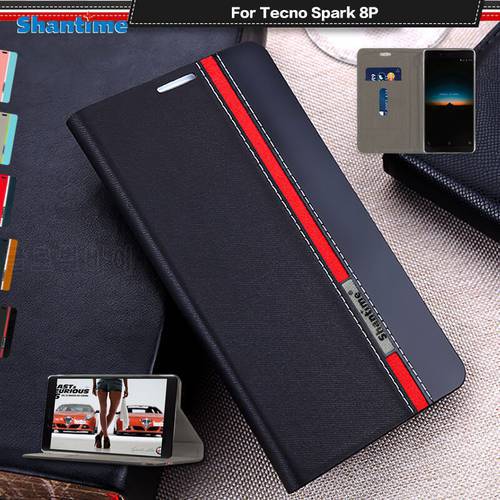 Luxury PU Leather Case For Tecno Spark 8P Flip Case For Tecno Spark 9T India Phone Case Soft TPU Silicone Back Cover