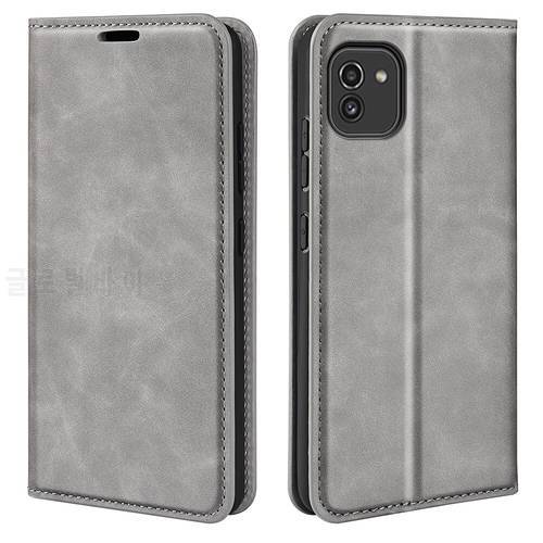 Auto Switch Leather Case for Samsung Galaxy A03 2021 (6.5in) Flip Wallet Book Style Cover Black 03A SM-A035F A035 A 03 GalaxyA03