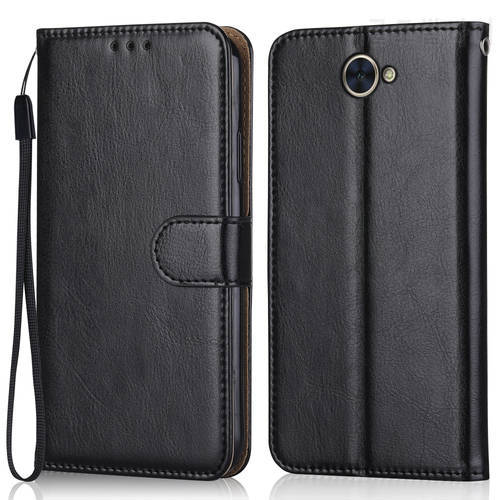 Folio Luxury Leather Case for On Huawei Y7 2017 Y72017 Y 7 Wallet Stand Flip Case Phone Bag With Strap