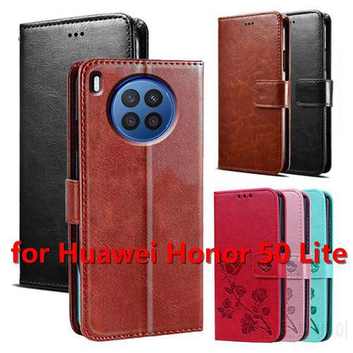 Flip Cover for Huawei Honor 50 Lite Case Phone Protective Shell Funda Case for Huawei Honor50 Lite Wallet Leather Book Coque Bag
