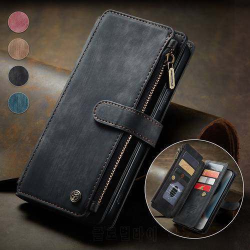 Zipper Wallet Flip Phone Case For iPhone 13 12 Mini 11 Pro XS Max XR X 8 7 Plus Purse Card Holder Stand Leather Cover