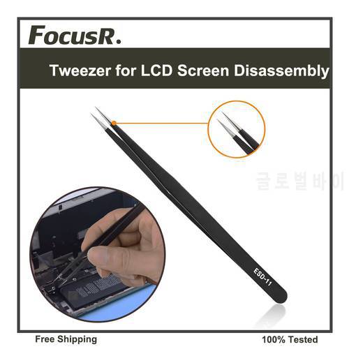 Anti-static ESD Precision Electrostatic Tweezer Straight Black Tweezers for Mobile Phone Repair LCD Screen Disassembly Tools