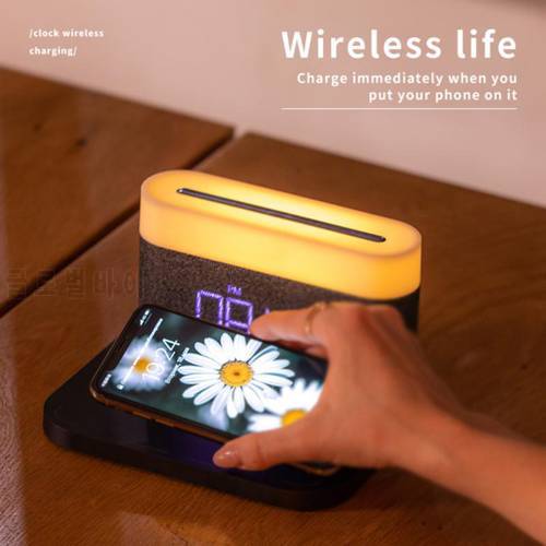 15W Wireless Fast Charging Charger Night Light Clock Brightness Adjustable Fast Induction For Xiaomi Mi IPhone Huawei Samsung