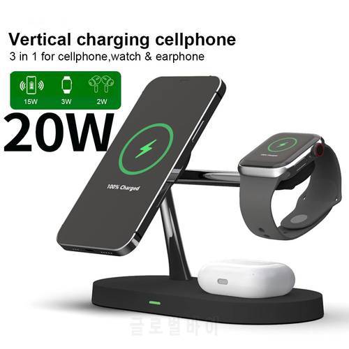 KEPHE 3 in 1 Magnetic Wireless Charger for iPhone 12 Pro Max/ Mini Chargers for Apple Watch 6 SE Airpods Pro 2 3 Charger Holder