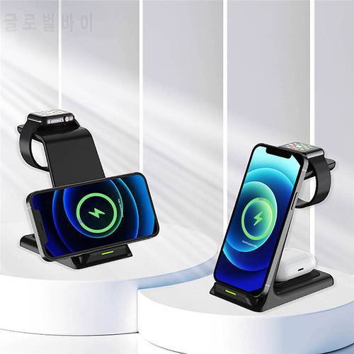 15W Wireless Charger Stand For iPhone 13 12 11 8 Apple Watch 3 In 1 Qi Fast Charging Dock Station For Airpods Pro IWatch Samsung