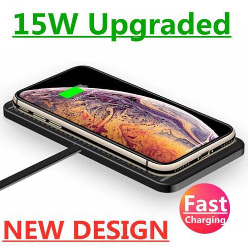 15W Car Wireless Charger Silicone Pad Cradle Stand Dock for Samsung S20 S10 iPhone 13 12 11 Pro Max X Fast Wireless Charging