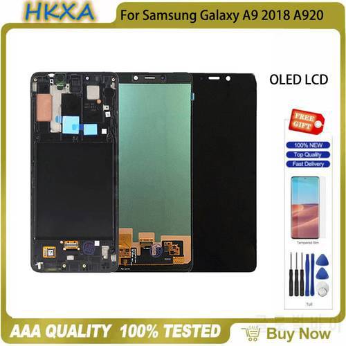 OLED LCD For Samsung Galaxy A9 2018 A920 A920F SM-A920F/DS LCD Display Touch Screen Digitizer Assembly Replacement With Frame