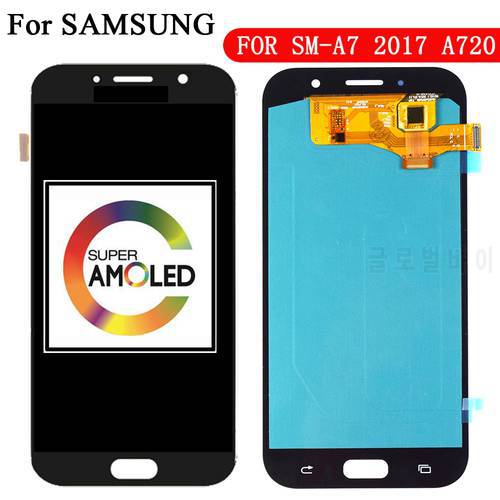 100% Super AMOLED LCD For Samsung Galaxy A7 2017 A720 A720F SM-A720F LCD Display Touch Screen Digitizer Assembly
