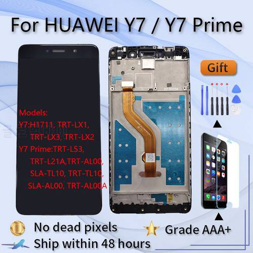 For Huawei Y7 Y7 Prime H1711 TRT-LX1 LX3 LX2 L53 L21A AL00 TL10 TL10 AL00 AL00A LCD screen assembly with front case touch glass