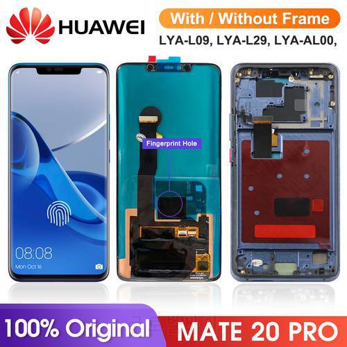 Original Mate 20 Pro Display Screen with Fingerprint, for Huawei Mate 20 Pro LYA-L09 Lcd Display Digital Touch Screen with Frame
