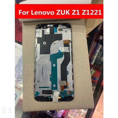 Original LCD Display Touch Screen Digitizer Assembly Frame For Lenovo ZUK Z1 Z1221 with Fingerprint Mobile Sensor Pantalla