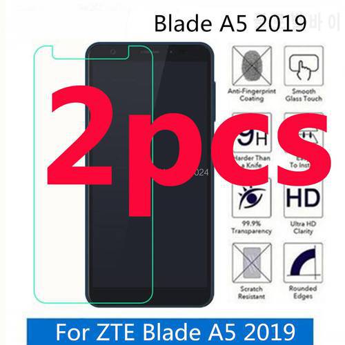 2PCS HD Tempered glass Cover On The for ZTE Blade A5 2019 5.45