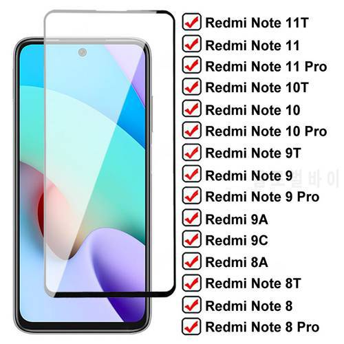 9D Full Protection Glass For Xiaomi Redmi Note 8 9 10 Pro 8T 9T 10T 11T Tempered Screen Protector Redmi 8A 9A 9AT 9C Glass Film