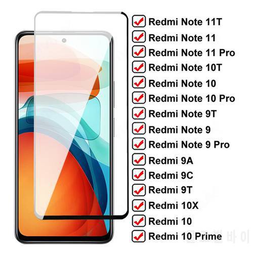 11D Full Protection Glass For Xiaomi Redmi 10 Prime 10X 9A 9C 9T Tempered Screen Protector Redmi Note 9 10 11 Pro 10T 11T Glass