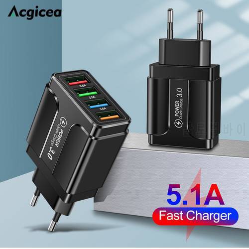USB Charger Quick Charge 3.0 For Phone Adapter For Sumsung Huawei P40 P30 Xiaomi Tablet Portable EU/US Plug Wall Mobile Chargers