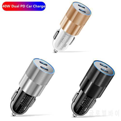 Olaf 40W Double PD Car Charger QC 3.0 Fast Charging Car Phone Charger For iPhone 13 12 11 Pro Samsung S21 S20 Xiaomi Huawei