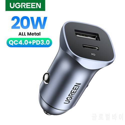 UGREEN 20W PD Car Charger USB Type C Fast Charging for iPhone 14 13 12 Pro Xiaomi QC4.0 3.0 Fast Charging Mobile Phone Charger
