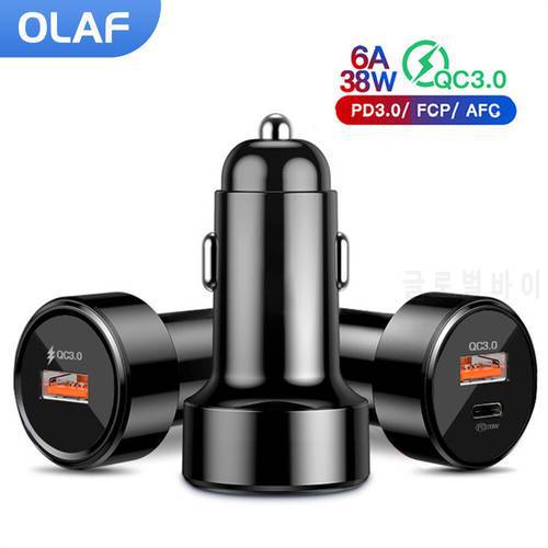 USB Car Charger Fast Charging 6A 38W Quick Charge 3.0 QC3.0 Type C PD 20W Car Phone Charger For Samsung Xiaomi iphone