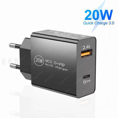 20W PD Quick Charge USB C Charger For iPhone 13 12 Pro Max 11 Mini iPad Xiaomi Mobile Phone Type C Fast Charging Wall Adapter