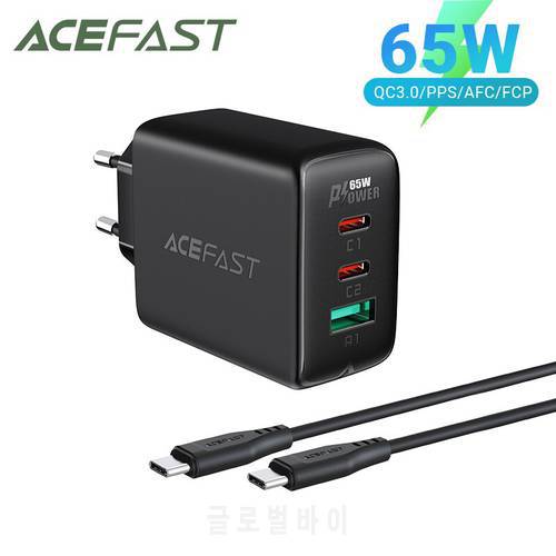 ACEFAST USB Charger PD65W EU/US/UK Fast Charging Type C Adapter for iPhone 1213 Pro QC3.0 20W 32W 40W Phone Chargers For Samsung