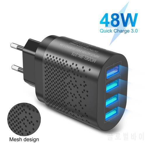 48W USB Charger Fast Charging Phone Charge Adapter For iPhone 13 12 Pro Max Samsung Xiaomi Huawei 4 Port EU/US Plug Wall Charger