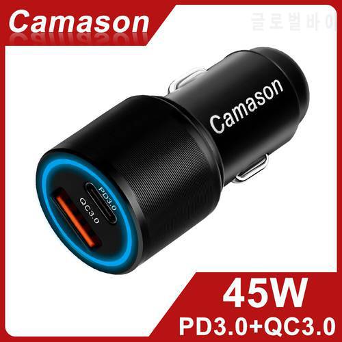 Camason 45W Car Quick Charger USB Type C Charge For iphone Xiaomi Huawei phone PD QC 3.0 24V/12V Fast Charging Adapter products