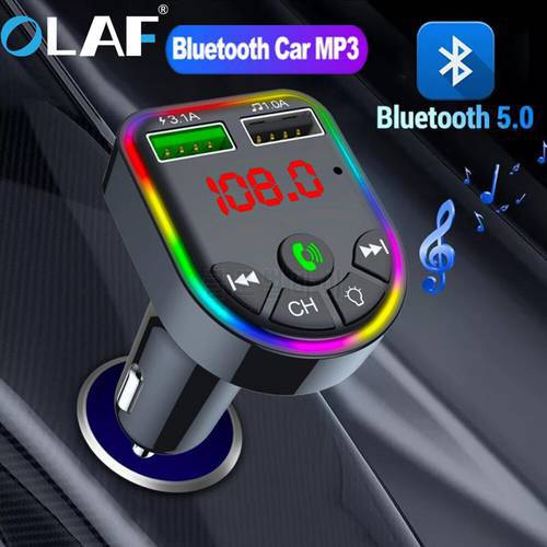 Olaf USB Car Charger FM Transmitter Bluetooth 5.0 Adapter Wireless Handsfree Audio Receiver MP3 Player USB Phone Fast Charger