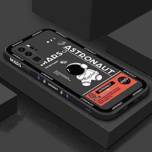 Cute Astronaut Phone Case For Huawei P20 P30 Pro Mate 30 20 Pro Nova 5T 6SE Y9 Prime 2019 Square Silicone Soft Bumper Coque
