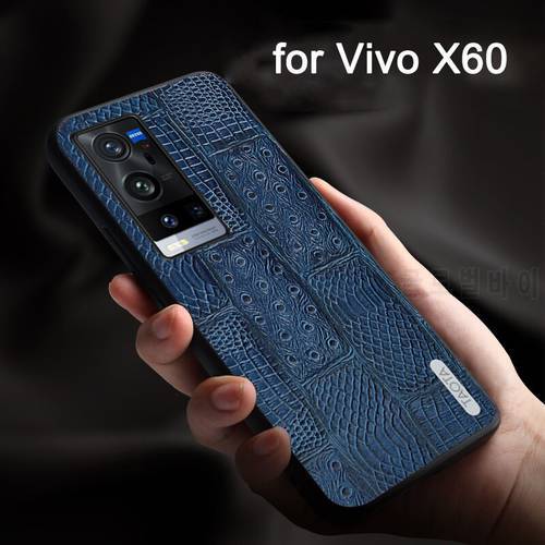 Cowhide Leather Case for Vivo X60 X50 Pro Plus Phone Cover Lens Protection Anti-fingerprint Anti-fall Full Back Shell Funda Capa