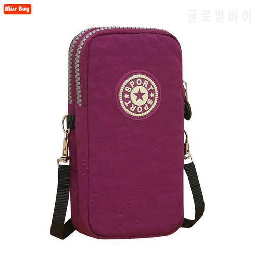 Canvas Mini Mobile Phone Bag Pouch For Samsung/iPhone/Huawei/Xiaomi/OPPO Wallet Case Outdoor Arm Shoulder Bags Cover Coin Purse