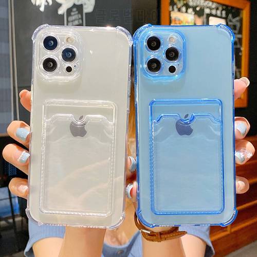 Card Slot Transparent Phone Case For iPhone 14 Pro Max 14 Plus Wallet Soft Shockproof Cover for iphone14 pro max Case Coque