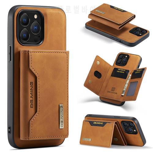 DG.MING Magnetic Split Body Detachable Leather Wallet Phone Case For iPhone 14 13 11 12 Pro max mini X XS MAX XR 7 8 PLUS Cover