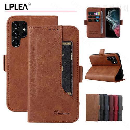 Leather Flip Bracke Wallet Card Cover For Samsung Galaxy S22 S21 Ultra A52 S20 FE A52S A53 A32 A51 A71 5G S22 Plus A12 A50 Case