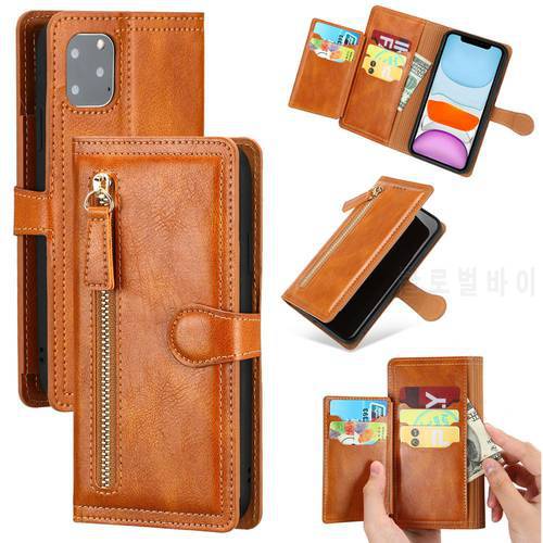 Luxury Leather Zipper Flip Wallet Case For iPhone 11 Pro MAX X XS XR 6 6s 7 8 Plus SE 2020 12 mini Card Holder Stand Phone Cover