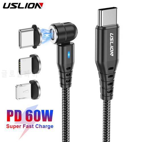 USLION USB Type C to USB C Micro Cable PD 60W 3A Quick Charge 4.0 3.0 USB-C Fast Charging Cable for Macbook Pro Samsung Xiaomi