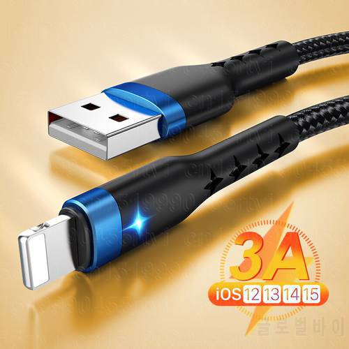 3A Fast Charging USB Cable For iPhone 13 12 11 Pro Max XR XS 8 7 6s 5 Plus USB Data Wire For iPhone Charger Charging Cable Cord