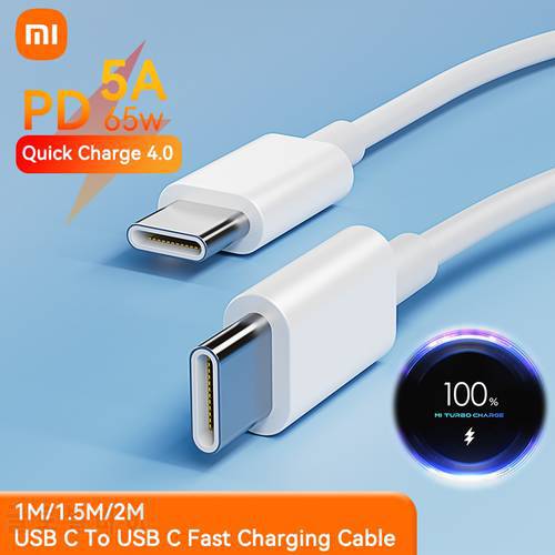 Original Xiaomi 65W 5A PD Dual USB-C Charge Cable Type C To Type C Kable Mi 12 11 Pad 5 Pro Air Notebook Redmi book 15 K30 Tipo