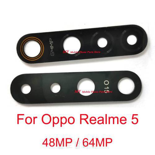 New Rear Back Camera Glass Lens Cover For OPPO Realme 5 Realme5 48MP / 64MP Back Camera Lens Glass With Sticker Spare Part