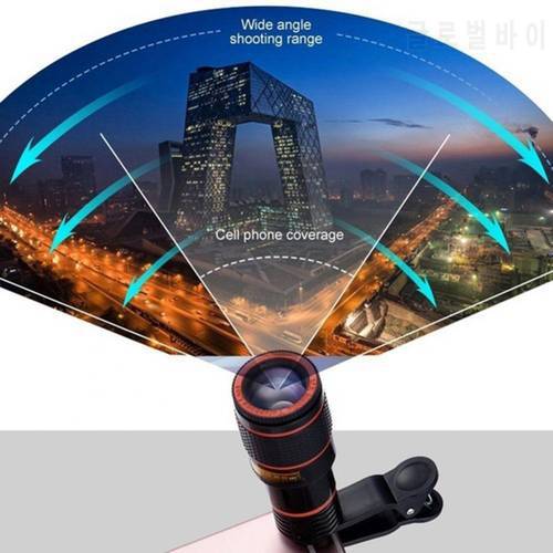 Universal 12X High Clarity Zoom Telescope Phone Camera External Telephoto Lens with Clip