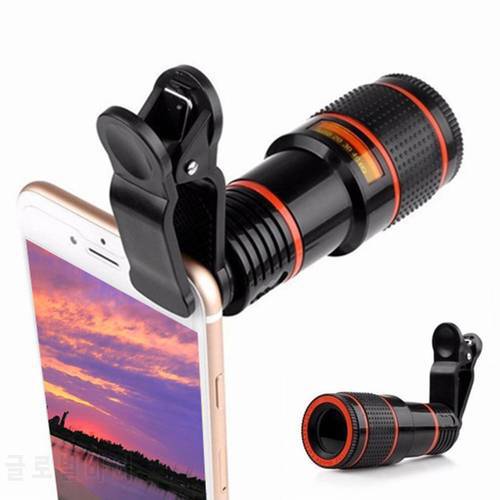Universal 12X HD Zoom Telescope Phone Camera External Telephoto Lens with Clip Lightweight Portable Telephoto Lens For Travel