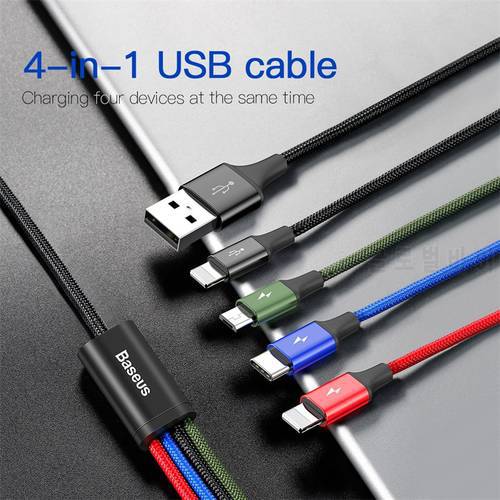 4 in 1 Multi usb cable charger for iPhone 8 Samsung huawei xiaomi charging cable for lightning micro usb type c cable universal