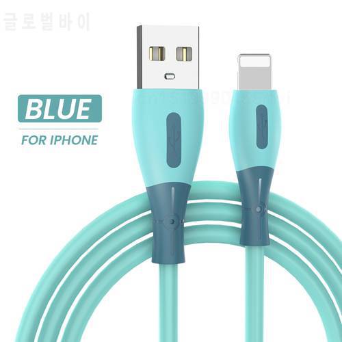 Liquid Silicone USB Cable For iPhone 13 11 12 Pro X XR XS 8 7 6 6s Max 5 5s Fast Data Charger USB Wire Cord Cable 0.25/1.2/1.8M