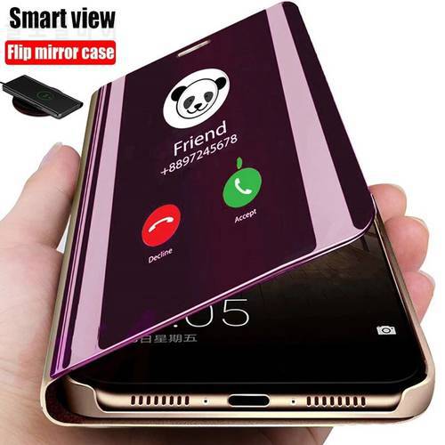 Anti-fall Smart Flip Phone Case For Huawei Mate 10 9 Honor 8 P8 P9 P10 Lite Plus 2017 Mirror Stand Full Screen Protective Cover