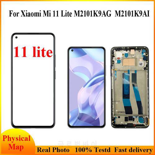 Original AMOLED For Xiaomi Mi 11 Lite LCD Display Screen With Frame 6.55