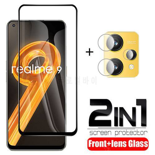 2in1 Full Cover Tempered Glass Case For Realme 9 4G Camera Lens Protector For Realme 9 Pro Plus 9Pro+ Screen Protective Film