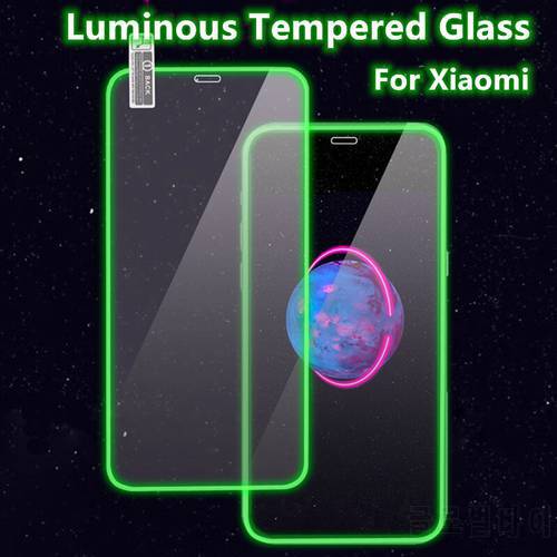 Luminous Tempered Glass for Xiaomi Mi Poco X3 Pro M3 F3 M4 5G 9 10 11 Lite Glowing Screen Protector for Redmi Note 10 Pro 10S 9s